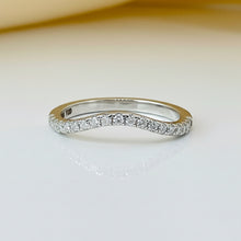 Curved Pave Diamond Wedding Band 14K Solid Gold