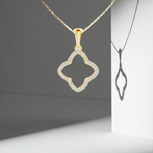 14K Solid Gold Clover Diamond Necklace
