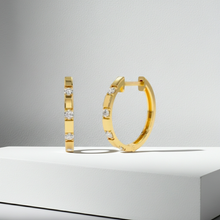 14K Solid Gold Dainty Diamond Hoop Earrings