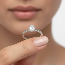 Emerald Cut Cathedral Setting Solitaire Diamond 14K Solid Gold Engagement Ring