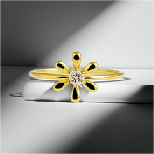 14K Solid Gold Flower Design Fashion Diamond Ring