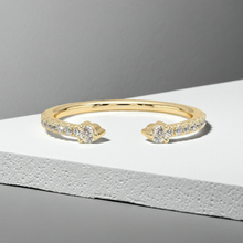 14K Solid Gold Open Cuff New Style Diamond Stackable Ring