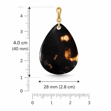 Natural Black Mobe Pearl Teardrop Pendant Necklace 14K Solid Gold Statement Jewelry