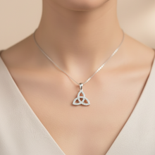 14K Solid Gold Trinity Knot Diamond Necklace