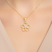 14K Solid Gold Flower Single Diamond Necklace