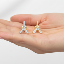 14K Solid Gold Lucky Bone Diamond Earrings