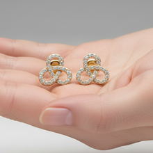 14K Solid Gold Love Knot Designer Style Diamond Earrings