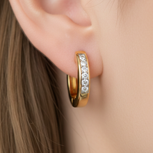 14K Solid Gold Small Diamond Earrings Hoop