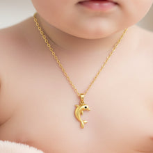 14K Solid Gold Kids Dolphin Pendant