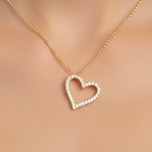 14K Solid Gold Heart Design Diamond Necklace
