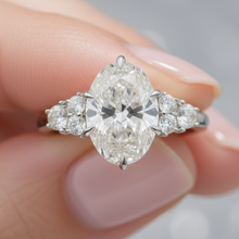 Oval Cut Cathedral Setting 14K Solid Gold Engagement Diamond Ring 2 to 4 Carat