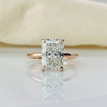 Elegant Radiant Cut Hidden Halo 14K Solid Gold Engagement Ring 2 to 4 Carat