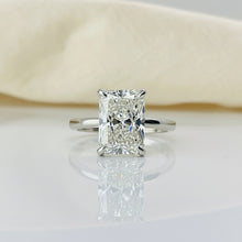 Elegant Radiant Cut Hidden Halo 14K Solid Gold Engagement Ring 2 to 4 Carat