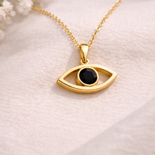 14K Solid Gold Solitaire Evil Eye Necklace