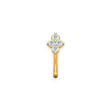18K Solid Gold Four Diamond Non Piercing Nose Pin