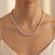 2.60 MM 14K Solid Gold Prong Setting Tennis Necklace  9.50 Ctw - 13.50 Ctw