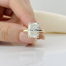 Elegant Radiant Cut Hidden Halo 14K Solid Gold Engagement Ring 2 to 4 Carat