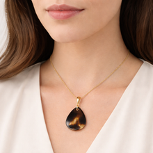 Natural Black Baroque Mobe Pearl Teardrop Pendant Necklace 14K Solid Gold Jewelry