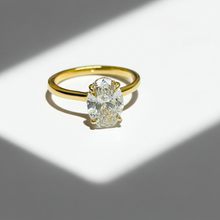 Oval Cut Hidden Halo 14K Solid Gold Cathedral Setting Engagement Ring