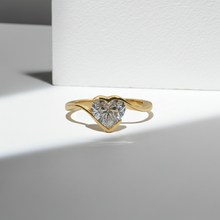 Heart Shape Solitaire Diamond Bypass Setting 14K Solid Gold Ring