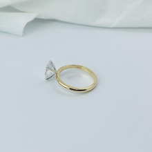 Two Tone Oval Cut 14K Solid Gold Solitaire Diamond Engagement Ring