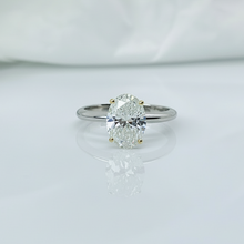 Two Tone Oval Cut 14K Solid Gold Solitaire Diamond Engagement Ring