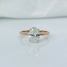 Two Tone Oval Cut 14K Solid Gold Solitaire Diamond Engagement Ring