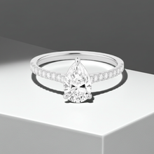 2 Carat Pear Shape Cathedral Setting 14K Solid Gold Diamond Engagement Ring