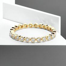 14K Solid Gold Bezel Setting Diamond Eternity Wedding Ring Band