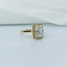 3 Carat Radiant Cut Halo 14K Solid Gold Solitaire Diamond Engagement Ring