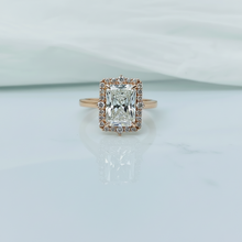 3 Carat Radiant Cut Halo 14K Solid Gold Solitaire Diamond Engagement Ring