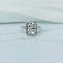 3 Carat Radiant Cut Halo 14K Solid Gold Solitaire Diamond Engagement Ring