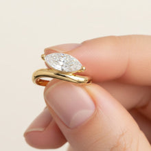 The Wave 14K Solid Gold Marquise Cut Solitaire Diamond Ring 1 to 3 Carat