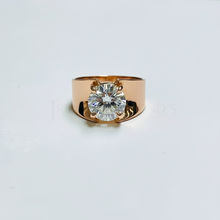 1 to 3 Carat Round Cut Broad Band 14K Solid Gold Solitaire Diamond Engagement Ring