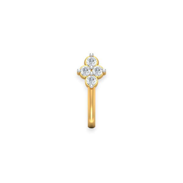 18K Solid Gold Four Diamond Non Piercing Nose Pin