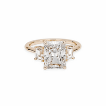 14K Solid Gold 3 Stone Radiant Cut Diamond Engagement Ring IGI Certified