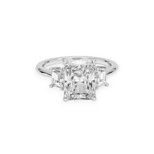 14K Solid Gold 3 Stone Radiant Cut Diamond Engagement Ring IGI Certified