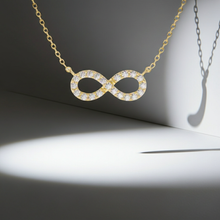 14K Solid Gold Infinity Diamond Necklace for her