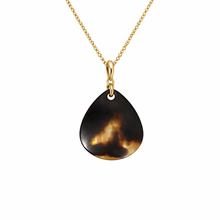 Natural Black Baroque Mobe Pearl Teardrop Pendant Necklace 14K Solid Gold Jewelry