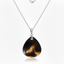 Natural Black Baroque Mobe Pearl Teardrop Pendant Necklace 14K Solid Gold Jewelry