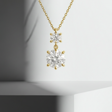 14K Solid Gold 2 Diamond Fancy Stunning Pendant For Women