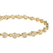 14K Solid Gold Bezel Link Setting Tennis Bracelet