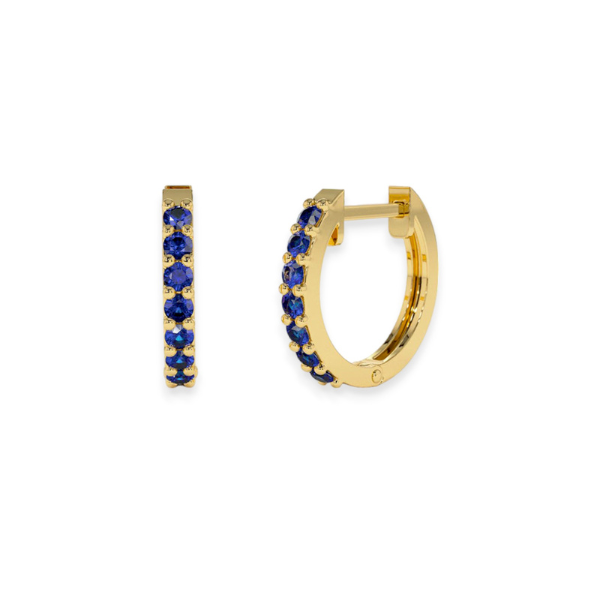 blue Saffire yellow gold earrings hoop