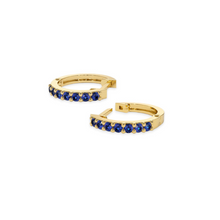 blue Saffire yellow gold earrings hoop