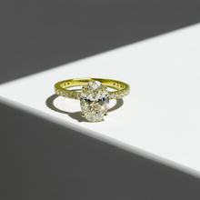 2 to 4 Carat Oval Cut Pave Setting 14K Solid Gold Solitaire Diamond Engagement Ring