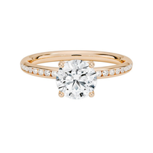 Channel Setting Band Solitaire Diamond 14K Solid Gold Engagement Ring IGI Certified
