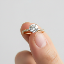 Channel Setting Band Solitaire Diamond 14K Solid Gold Engagement Ring IGI Certified