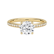 Channel Setting Band Solitaire Diamond 14K Solid Gold Engagement Ring IGI Certified