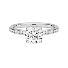 Channel Setting Band Solitaire Diamond 14K Solid Gold Engagement Ring IGI Certified
