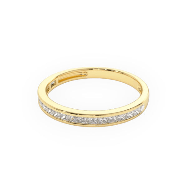 14K Solid Gold Channel Setting Half Ring Band